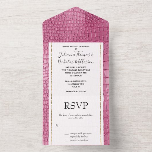 Rosa Imitate Alligator Animal Baby Dusche All In One Einladung (Innen Boden)