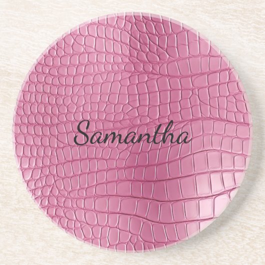 Rosa Imitate Alligator Animal Print Getränkeuntersetzer (Vorne)