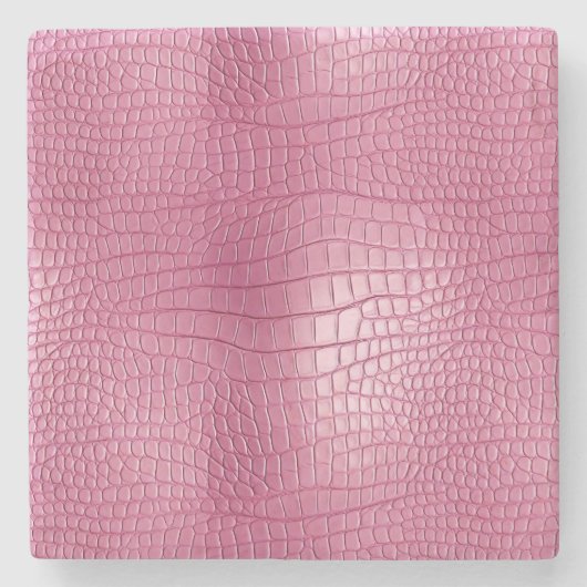 Rosa Imitate Alligator Animal Print Steinuntersetzer (Vorderseite)