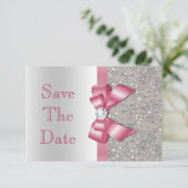 Rosa Imitate - Bow & Diamonds Save the Date (Stehend Vorderseite)