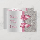 Rosa Imitate - Bow & Diamonds Save the Date (Vorne/Hinten)