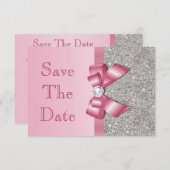 Rosa Imitate - Bow & Diamonds Save the Date (Vorne/Hinten)