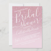 Rosa Imitate Funkelnd Glitzer Ombre Brautparty Einladung (Vorderseite)