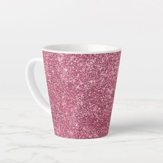 Rosa Imitate Glitterie Streifen Milchtasse (Linke Ecke)