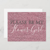 Rosa Imitate Glitzer Blumenmädchen Vorschlag Einladungspostkarte (Vorne/Hinten)