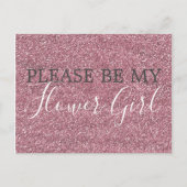 Rosa Imitate Glitzer Blumenmädchen Vorschlag Einladungspostkarte (Vorderseite)