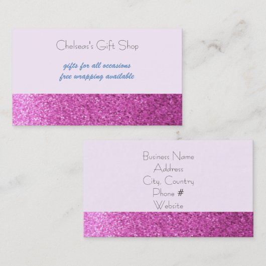 Rosa Imitate Glitzer Boutique Visitenkarte (Vorne/Hinten)