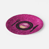 Rosa Imitate Glitzer Cupcakes Papiere Teller (Schrägansicht)