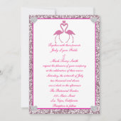 Rosa Imitate Glitzer Flamingo Liebe Einladung Hoch (Vorderseite)