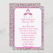 Rosa Imitate Glitzer Flamingo Liebe Einladung Hoch (Vorne/Hinten)