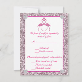 Rosa Imitate Glitzer Flamingo Liebe Response Card RSVP Karte