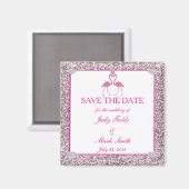 Rosa Imitate Glitzer Flamingo Speichern Sie das Da Magnet (Vorderseite/Rückseite)