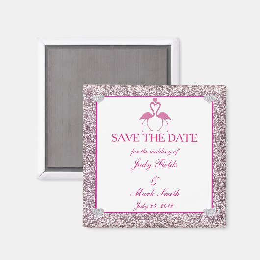 Rosa Imitate Glitzer Flamingo Speichern Sie das Da Magnet (Vorderseite/Rückseite)