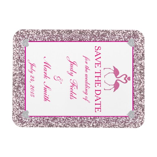 Rosa Imitate Glitzer Flamingo Speichern Sie das Da Magnet (Horizontal)