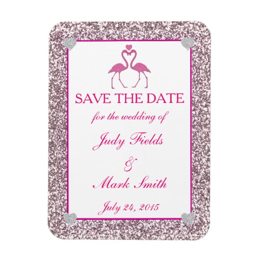 Rosa Imitate Glitzer Flamingo Speichern Sie das Da Magnet (Vertikal)