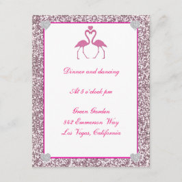 Rosa Imitate Glitzer Flamingo Wedding Reception Ca Einladung