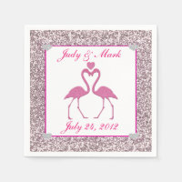 Rosa Imitate Glitzer Flamingo Wedpaper Napkins