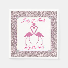 Rosa Imitate Glitzer Flamingo Wedpaper Napkins Serviette