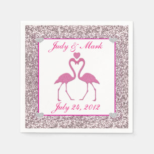 Rosa Imitate Glitzer Flamingo Wedpaper Napkins Serviette
