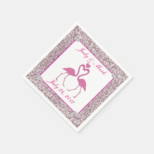 Rosa Imitate Glitzer Flamingo Wedpaper Napkins Serviette (Ecke)