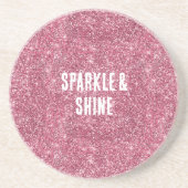 Rosa Imitate Glitzer Getränkeuntersetzer (Vorne)