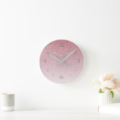 Rosa Imitate Glitzer glänzend glamourös Runde Wanduhr (Zuhause)