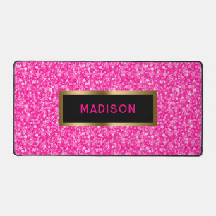 Rosa Imitate Glitzer Gold Akzente Schreibtischunterlage