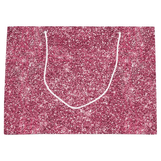 Rosa Imitate Glitzer Große Geschenktüte (Vorderseite)