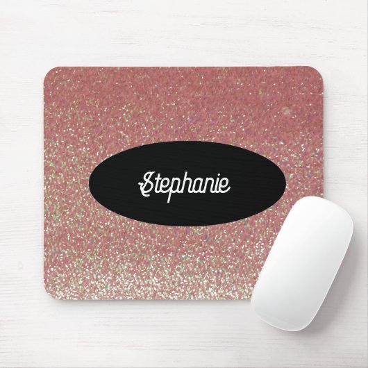 Rosa Imitate Glitzer Individuelle Name Mousepad (Mit Mouse)