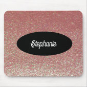 Rosa Imitate Glitzer Individuelle Name Mousepad (Vorne)