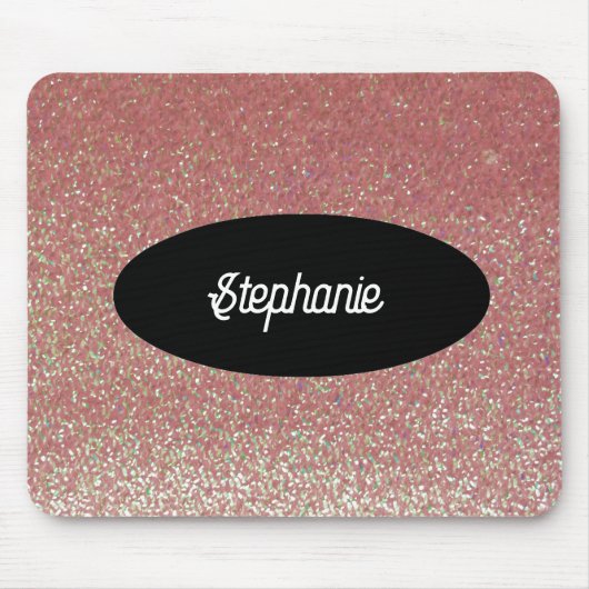 Rosa Imitate Glitzer Individuelle Name Mousepad (Vorne)
