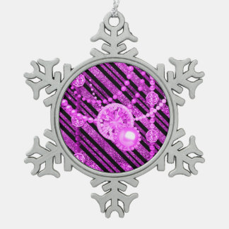 Rosa Imitate Glitzer & Juwelen Pewter Snowflake Schneeflocken Zinn-Ornament