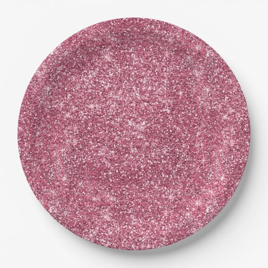 Rosa Imitate Glitzer Pappteller (Vorderseite)