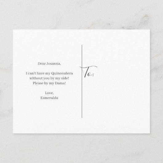 Rosa Imitate Glitzer Quinceanera Dama Vorschlag Einladungspostkarte (Rückseite)