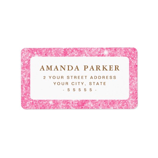 Rosa Imitate Glitzer Rücksendeadresse Adressaufkleber (Vorne)