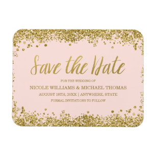 Rosa Imitate Glitzer Save the Date Magnet