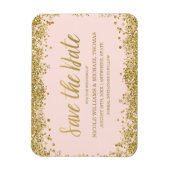 Rosa Imitate Glitzer Save the Date Magnet (Vertikal)