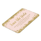 Rosa Imitate Glitzer Save the Date Magnet (Linke Seite)