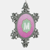 Rosa Imitate Glitzer Schneeflocken Zinn-Ornament (Links)