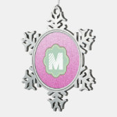 Rosa Imitate Glitzer Schneeflocken Zinn-Ornament (Rechts)