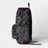 Rosa Imitate Glitzer Schwarz Bedruckter Rucksack (Rechts)