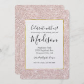 Rosa Imitate Glitzer Sparkor Einladung (Vorne/Hinten)