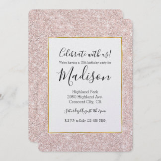 Rosa Imitate Glitzer Sparkor Einladung