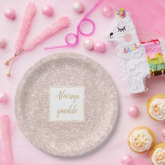 Rosa Imitate Glitzer Sparkor Pappteller (Party)