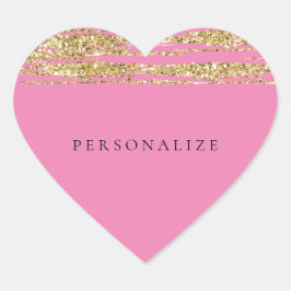 Rosa Imitate Glitzer Streifen Herz-Aufkleber