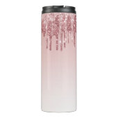 Rosa Imitate Glitzer Tropfen Sparkle Ombre Monogra Thermosbecher (Rückseite)