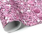 Rosa Imitate Glitzer- und Herztropfen Geschenkpapier (Rolleneckpunkt)