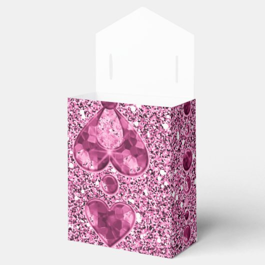 Rosa Imitate Glitzer- und Herztropfen Geschenkschachtel (Geöffnet)