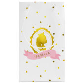 Rosa Imitate Gold Cameo und Confetti Dots Kleine Geschenktüte (Rückseite)