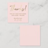 Rosa Imitate Gold Danke quadratische Visitenkarte (Vorne/Hinten)